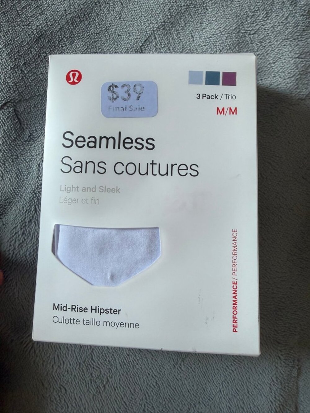 lululemon Seamless Mid-Rise Hipster Underwear 3-Pack M NWT Blue Purple